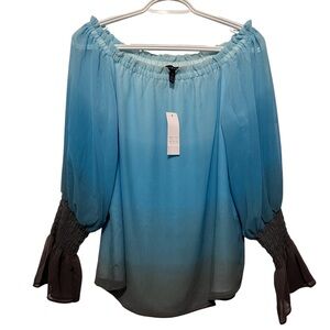 WHITE HOUSE|BLACK MARKET|Ocean Ombré Espresso Off The Shoulder Blouse